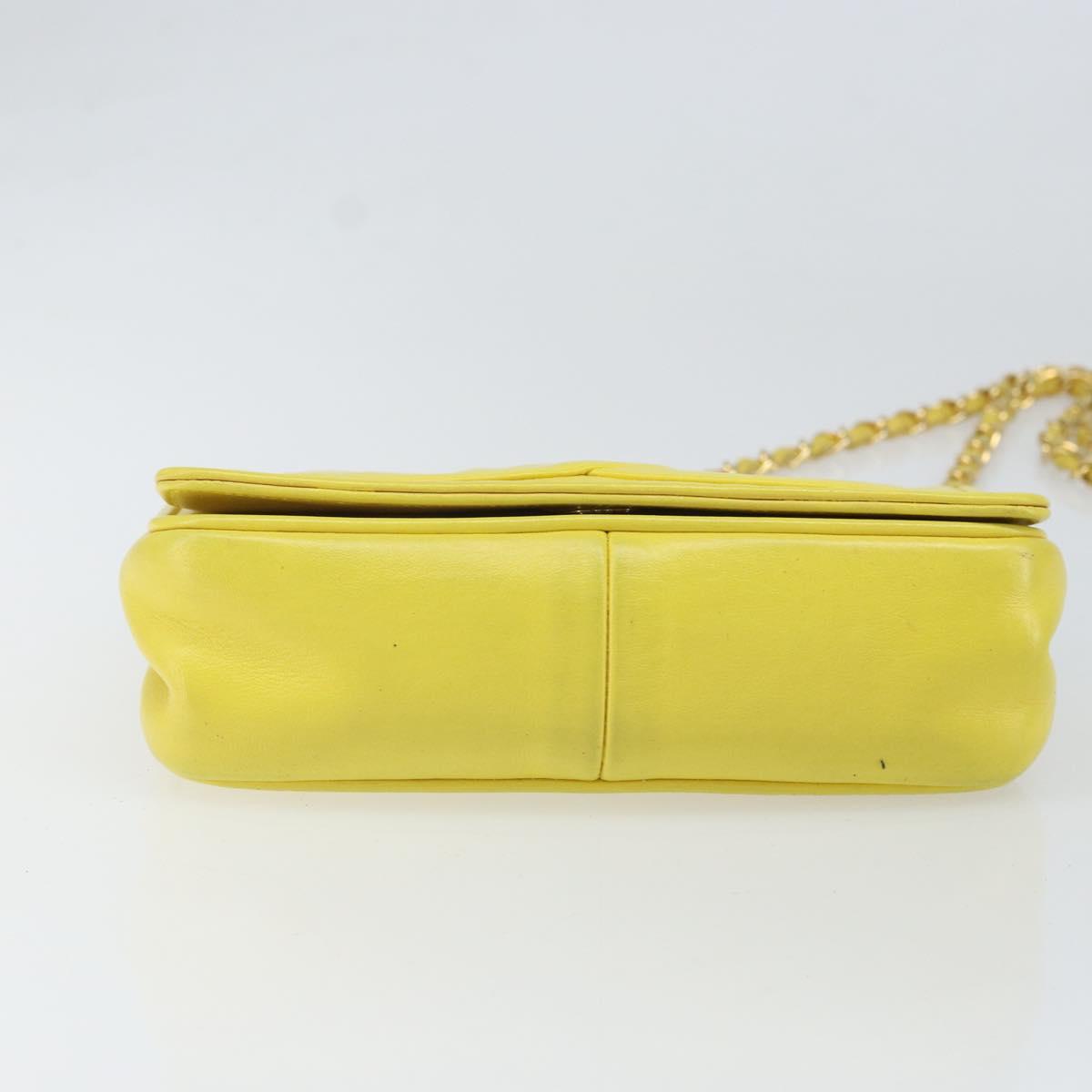 CHANEL Chain Shoulder Bag Lamb Skin Yellow Gold CC Auth 171127V