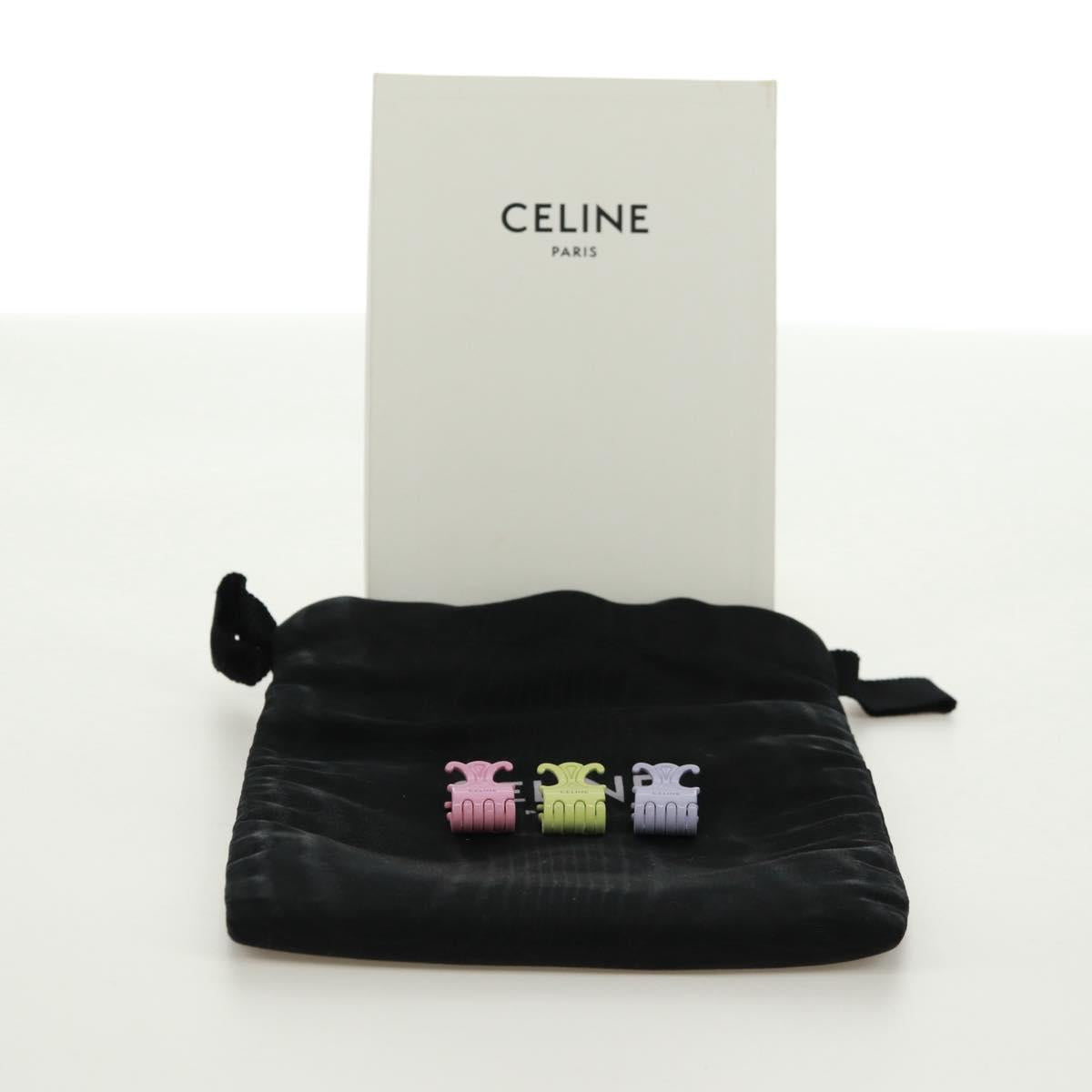 CELINE Barrette Trionne Hair clip metal Purple Pink Auth 171131M