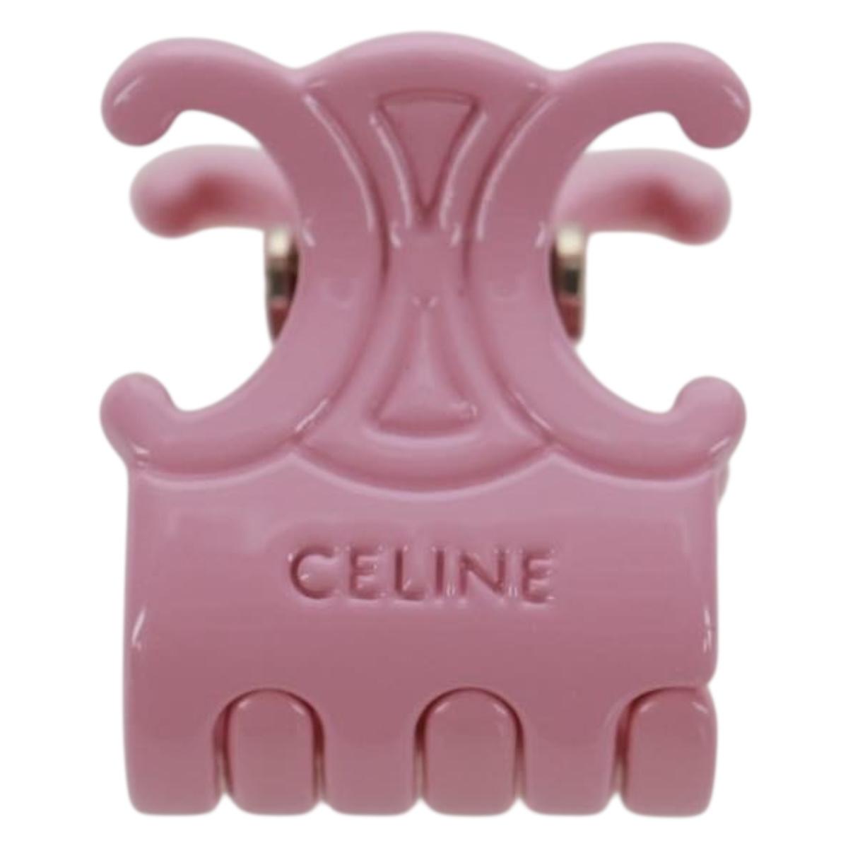 CELINE Barrette Trionne Hair clip metal Purple Pink Auth 171131M