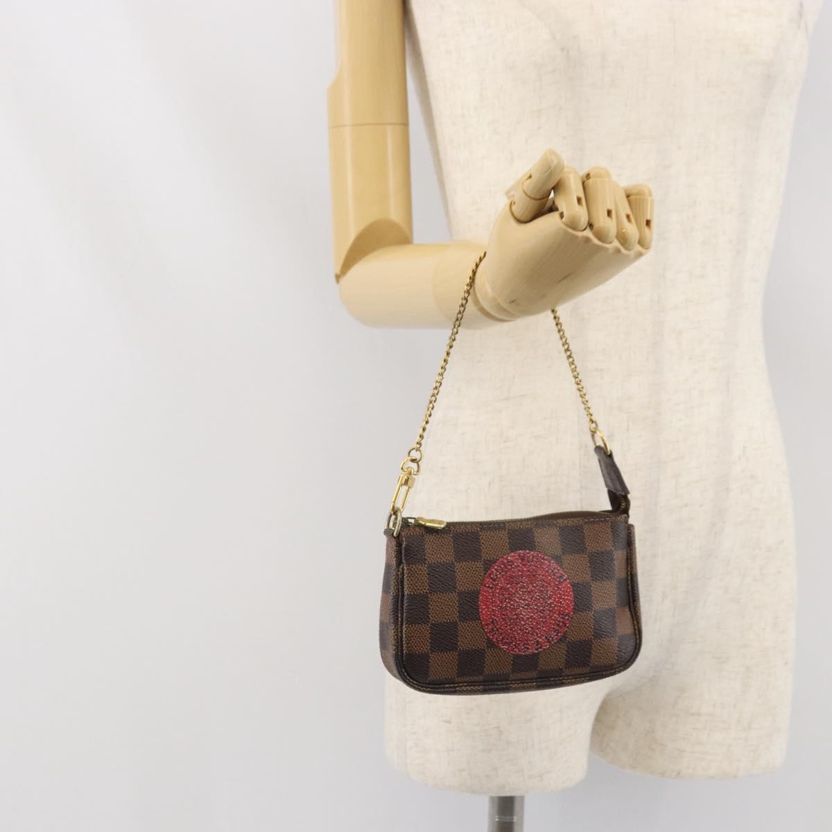 LOUIS VUITTON Damier Ebene T&B Mini Pochette Pouch N58011 Auth 171153