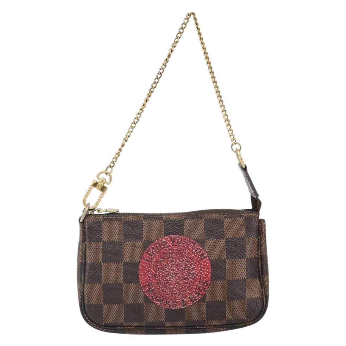 LOUIS VUITTON Damier Ebene T&B Mini Pochette Pouch N58011 Auth 171153