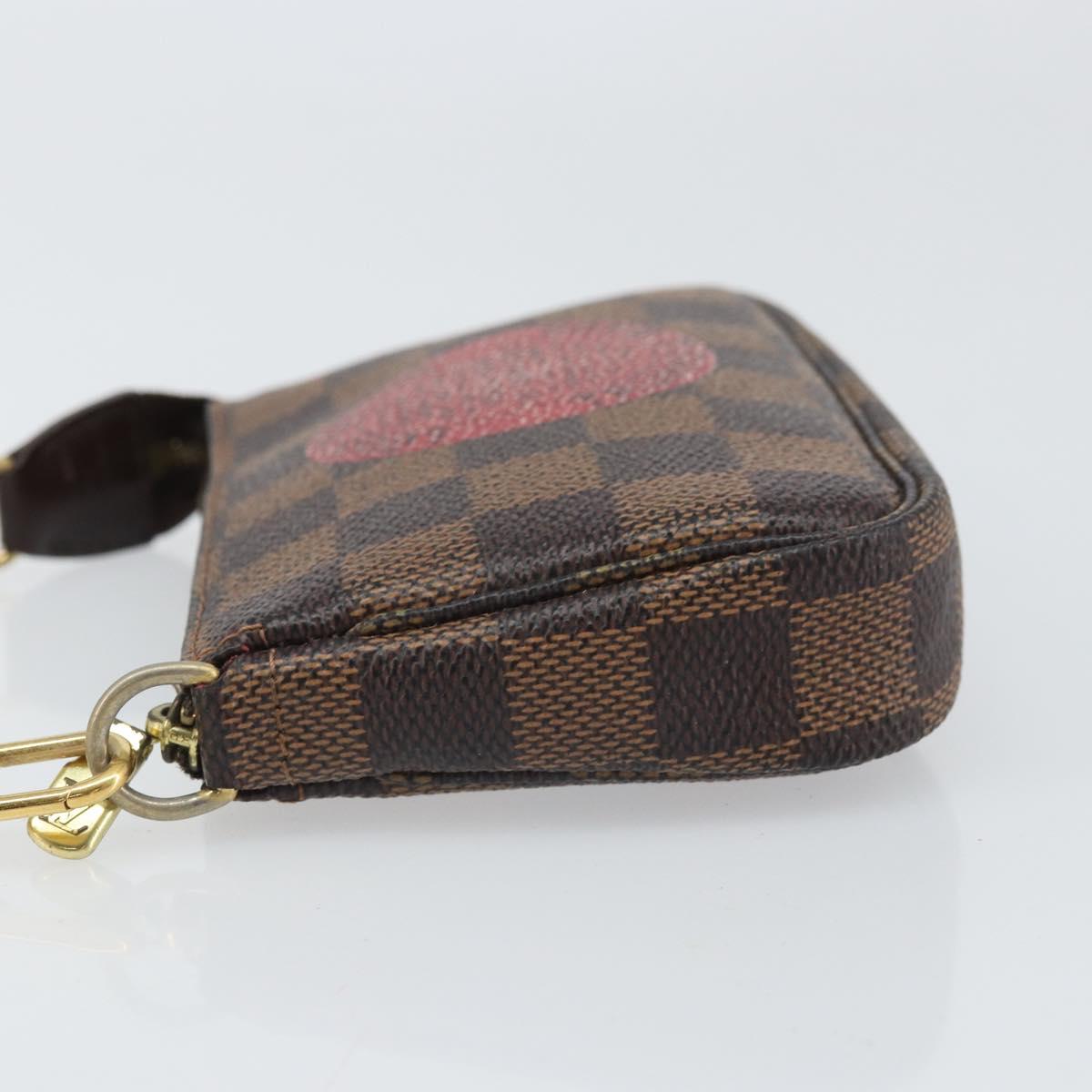 LOUIS VUITTON Damier Ebene T&B Mini Pochette Pouch N58011 Auth 171153