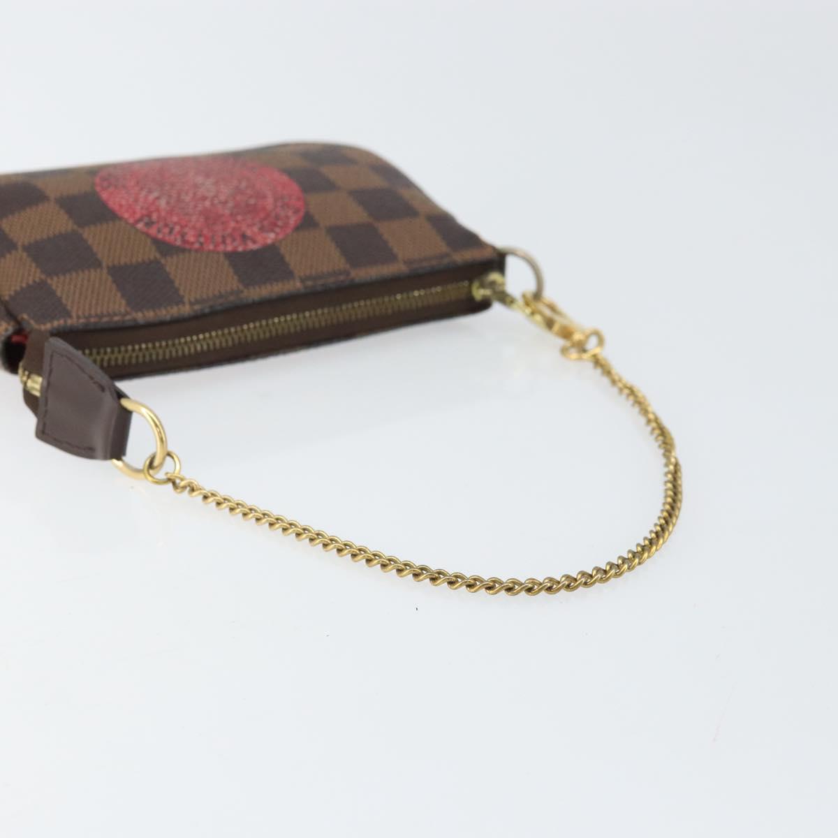 LOUIS VUITTON Damier Ebene T&B Mini Pochette Pouch N58011 Auth 171153