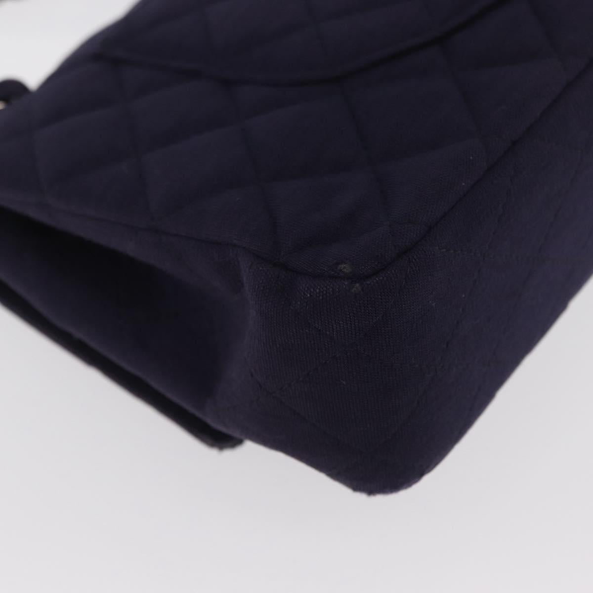 CHANEL Double Flap Matelasse Chain Bag Cotton Purple Silver CC Auth 171158