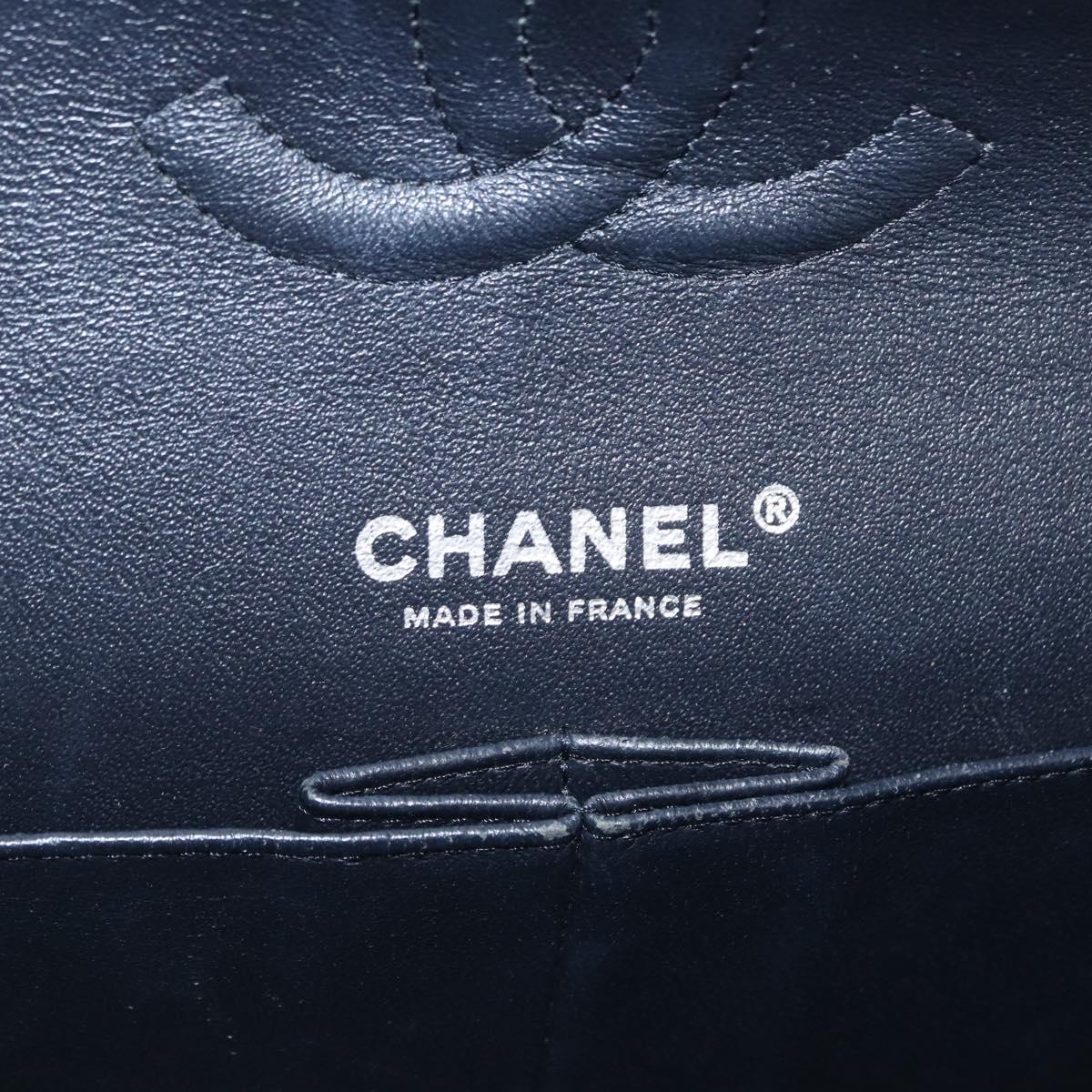 CHANEL Double Flap Matelasse Chain Bag Cotton Purple Silver CC Auth 171158