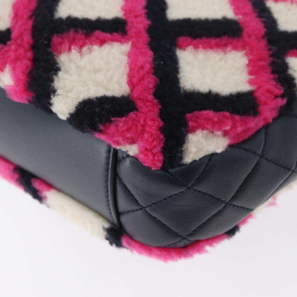 CHANEL Matelasse Chain Shoulder Bag Mouton Black Pink CC Auth 171163SAM