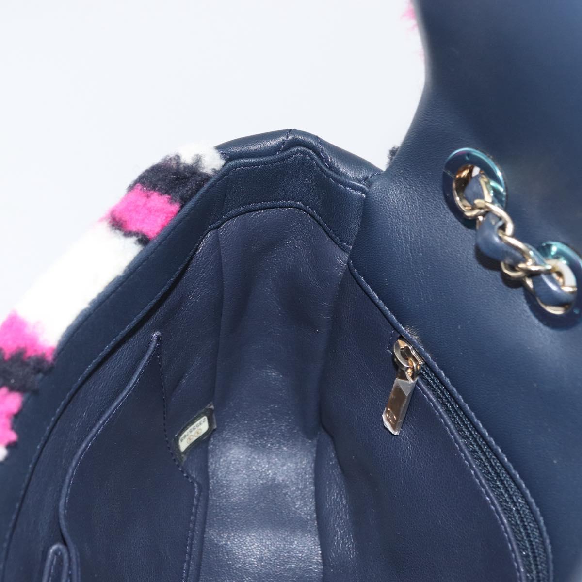 CHANEL Matelasse Chain Shoulder Bag Mouton Black Pink CC Auth 171163SAM