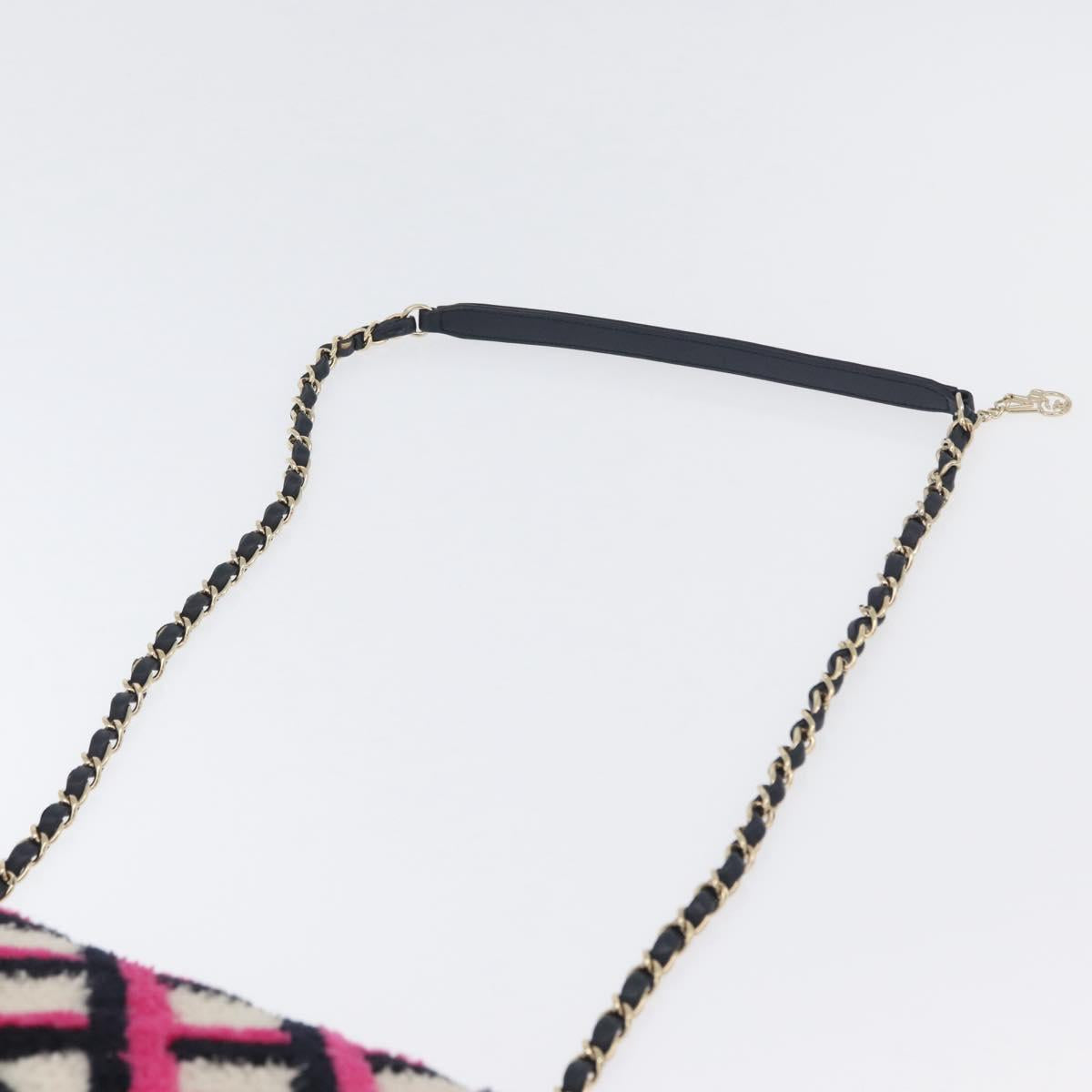 CHANEL Matelasse Chain Shoulder Bag Mouton Black Pink CC Auth 171163SAM