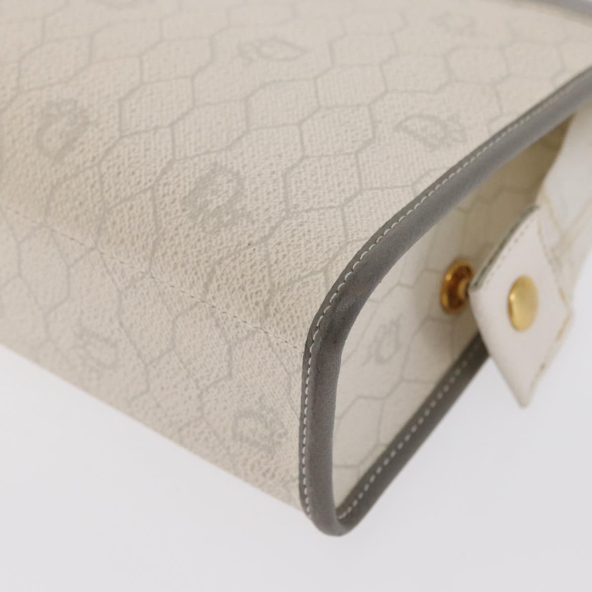 Christian Dior Honeycomb Canvas Clutch Bag PVC Leather White Gold Auth 171167