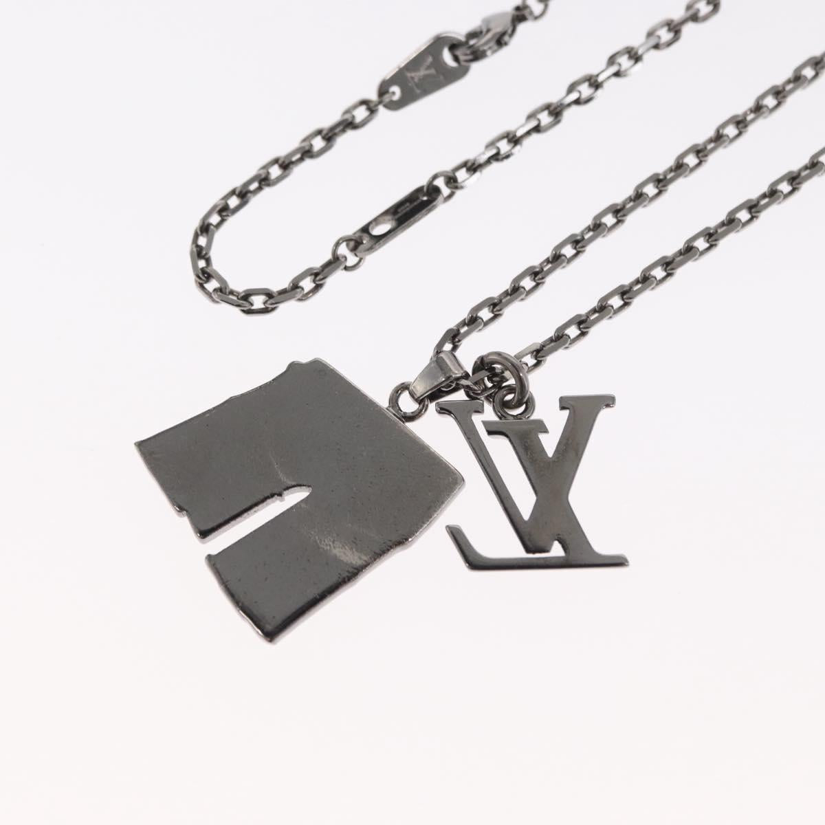 LOUIS VUITTON Collier Arc LV Printed Initials City Necklace M68262 Auth 171181M