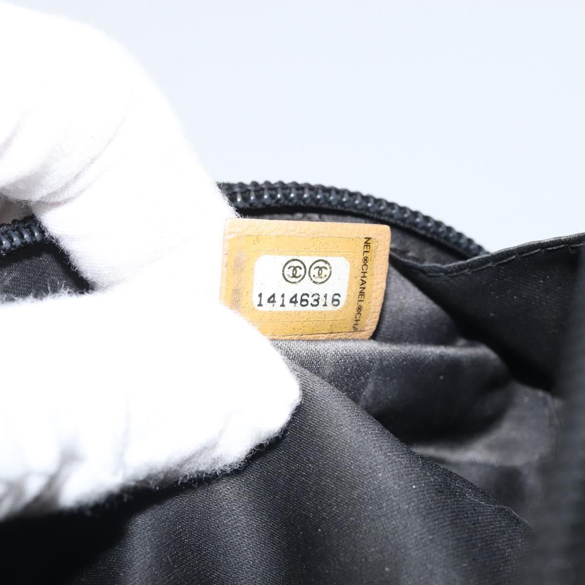CHANEL Pouch Patent leather Black Gold Silver CC Auth 171183