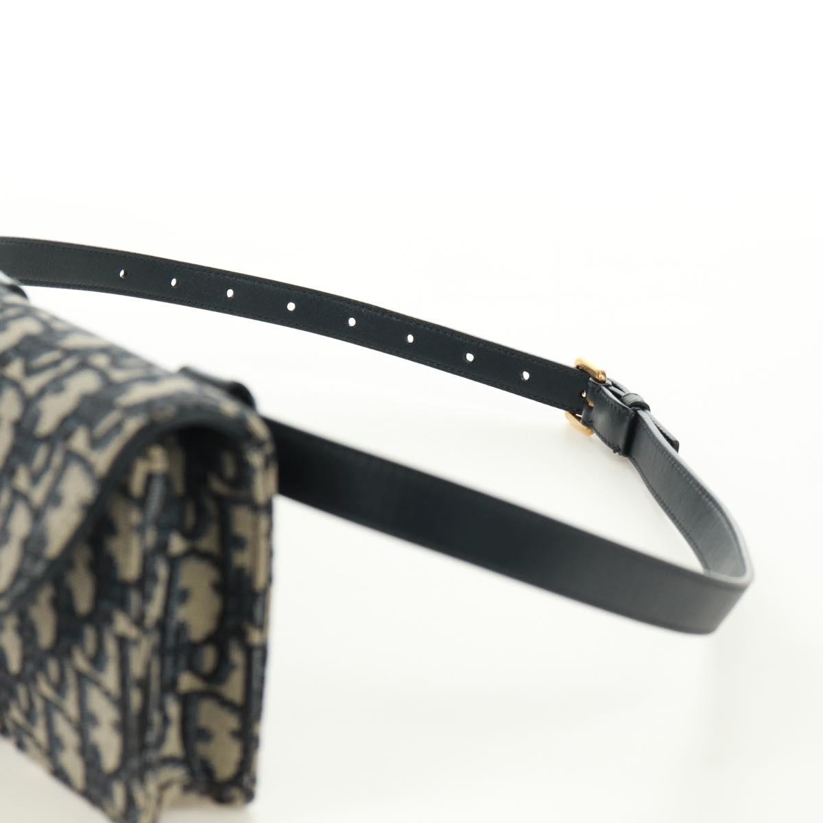 Christian Dior Trotter Canvas Saddle Waist bag Navy Gold Auth 171184M