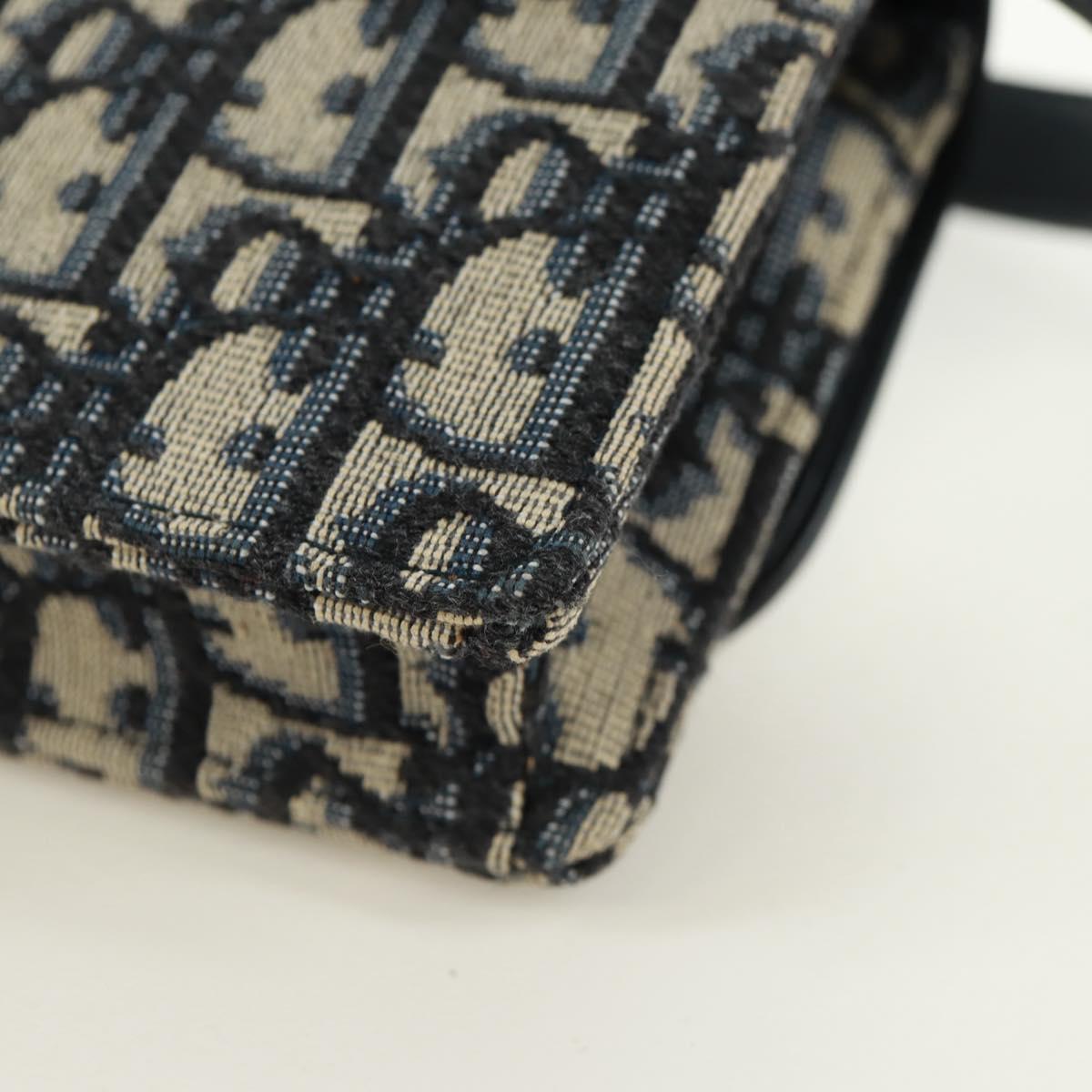 Christian Dior Trotter Canvas Saddle Waist bag Navy Gold Auth 171184M