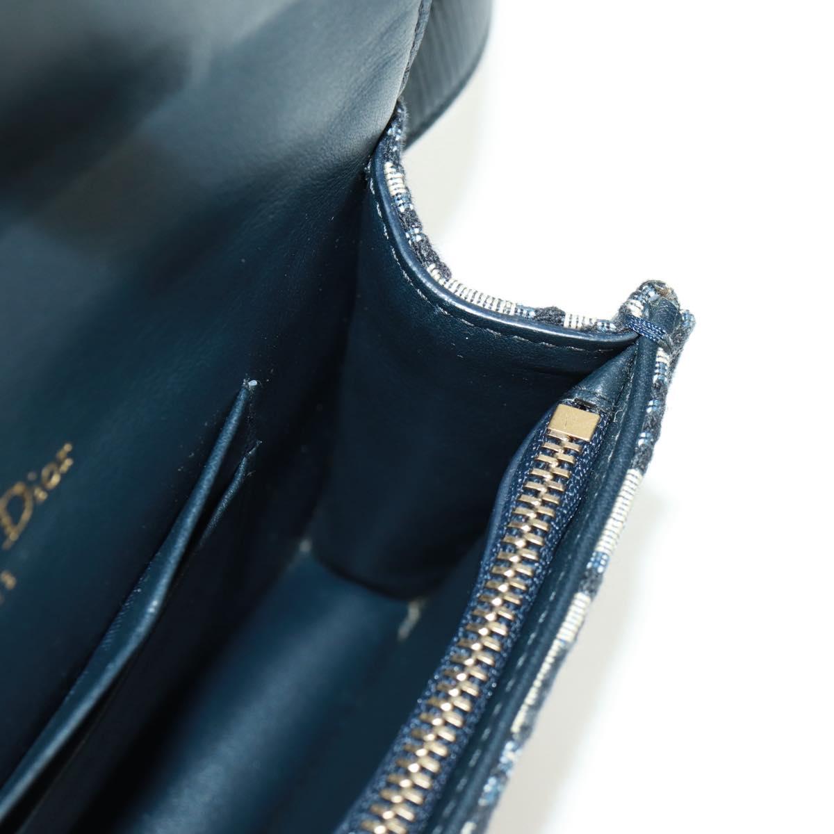 Christian Dior Trotter Canvas Saddle Waist bag Navy Gold Auth 171184M