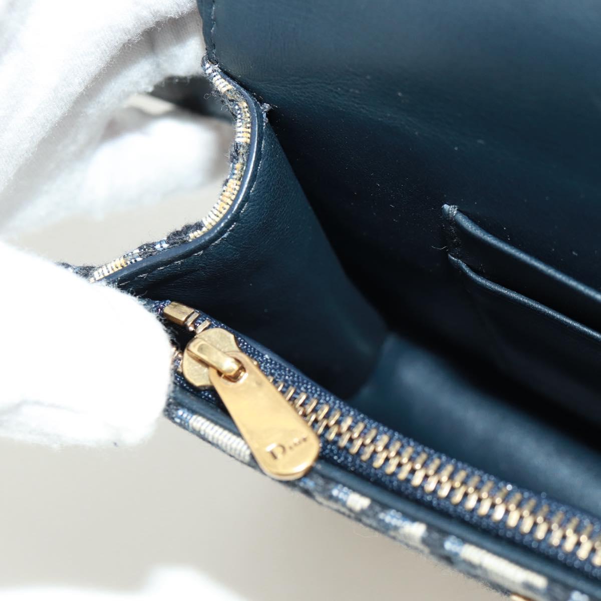 Christian Dior Trotter Canvas Saddle Waist bag Navy Gold Auth 171184M