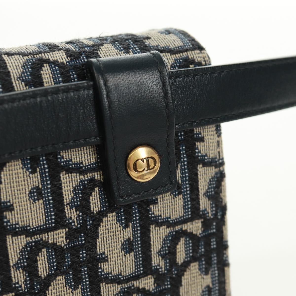 Christian Dior Trotter Canvas Saddle Waist bag Navy Gold Auth 171184M