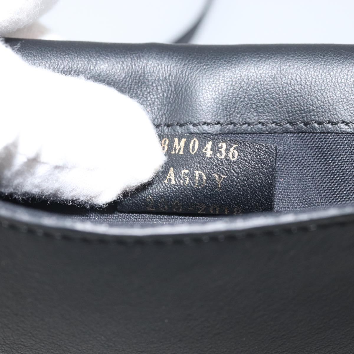 FENDI Chain Shoulder Bag Leather Black Gold Auth 171185M