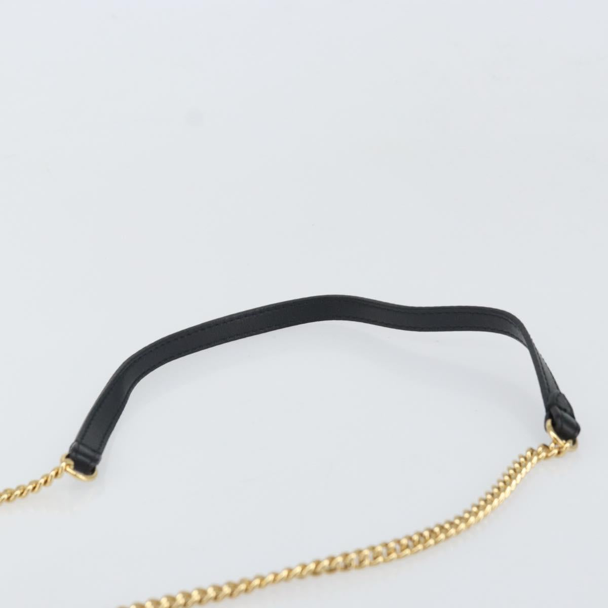 FENDI Chain Shoulder Bag Leather Black Gold Auth 171185M