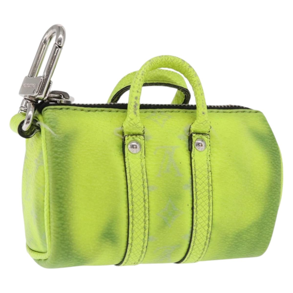 LOUIS VUITTON Taigalama Porte Cles Mini Keepall Charm Yellow M01048 Auth 171192