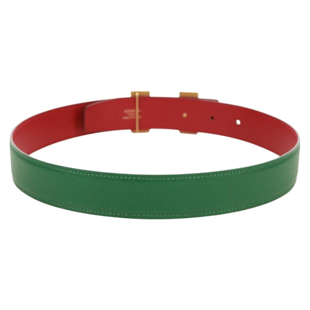 HERMES Constance H belt Belt Leather 31.5"" Green Red Auth 171197V