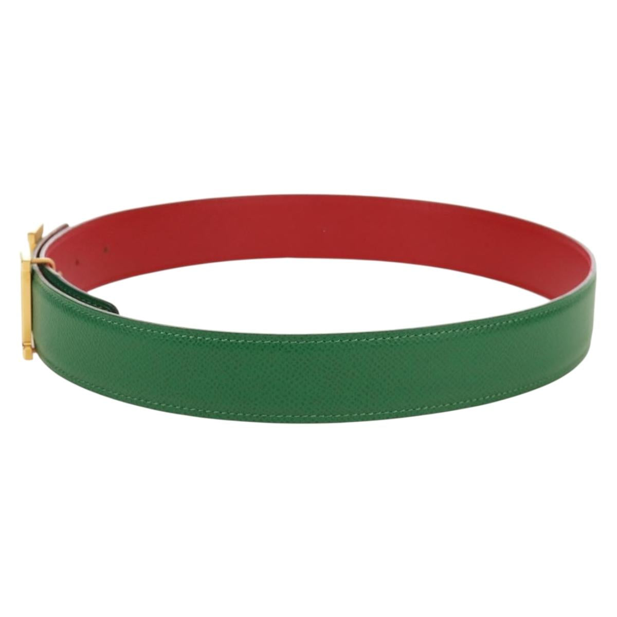 HERMES Constance H belt Belt Leather 31.5"" Green Red Auth 171197V