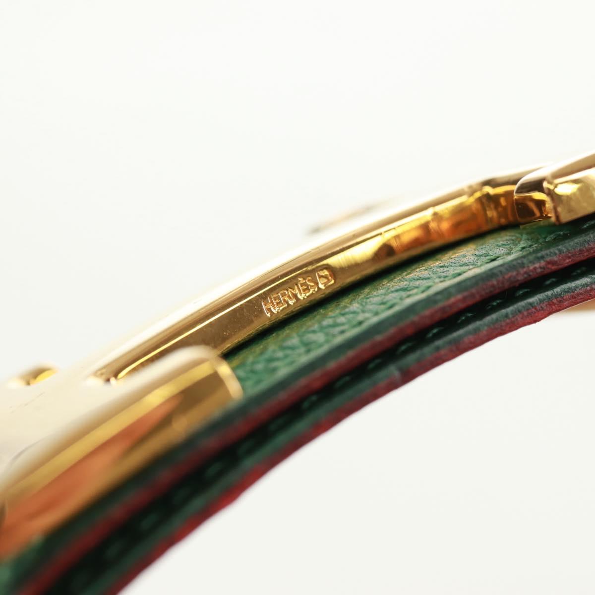 HERMES Constance H belt Belt Leather 31.5"" Green Red Auth 171197V