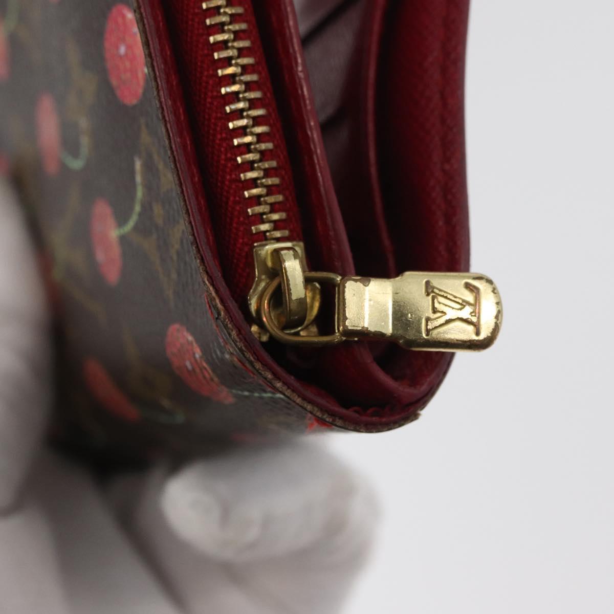 LOUIS VUITTON Monogram Cherry Compact zip Bifold Wallet M95005 LV Auth 171207A