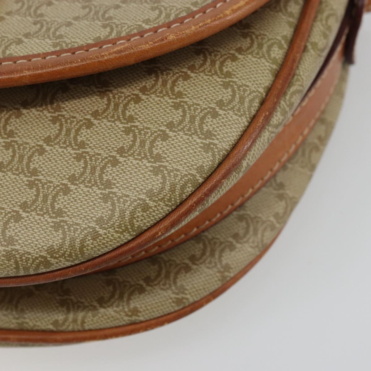 CELINE Macadam Canvas Shoulder Bag PVC Beige Gold Auth 171226