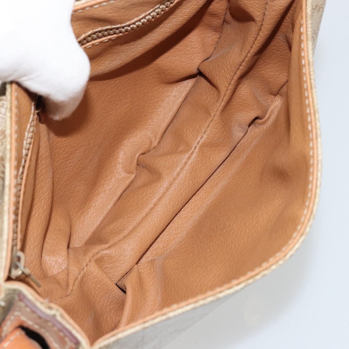 CELINE Macadam Canvas Shoulder Bag PVC Beige Gold Auth 171226