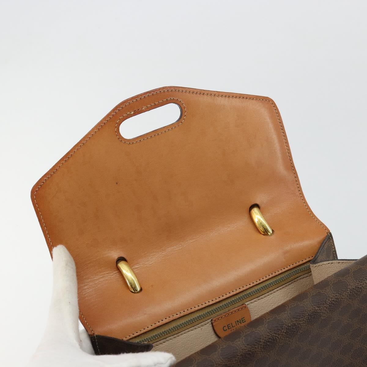 CELINE Macadam Canvas Hand Bag PVC Leather Brown Gold Auth 171227