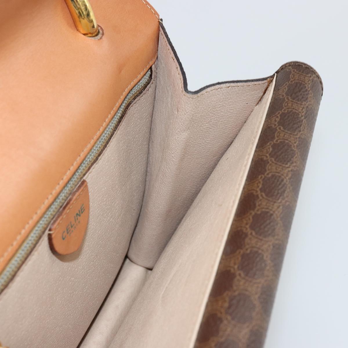 CELINE Macadam Canvas Hand Bag PVC Leather Brown Gold Auth 171227