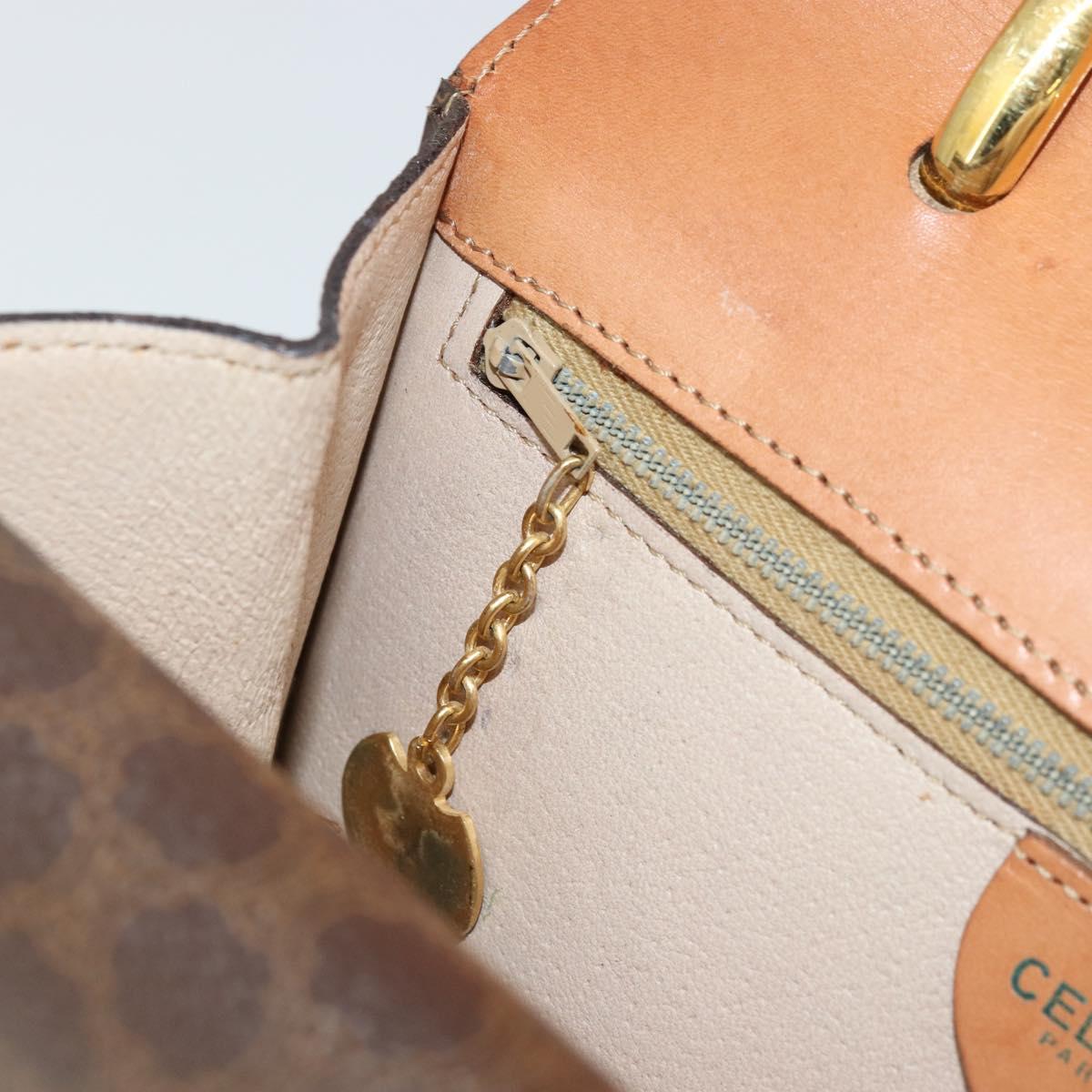 CELINE Macadam Canvas Hand Bag PVC Leather Brown Gold Auth 171227
