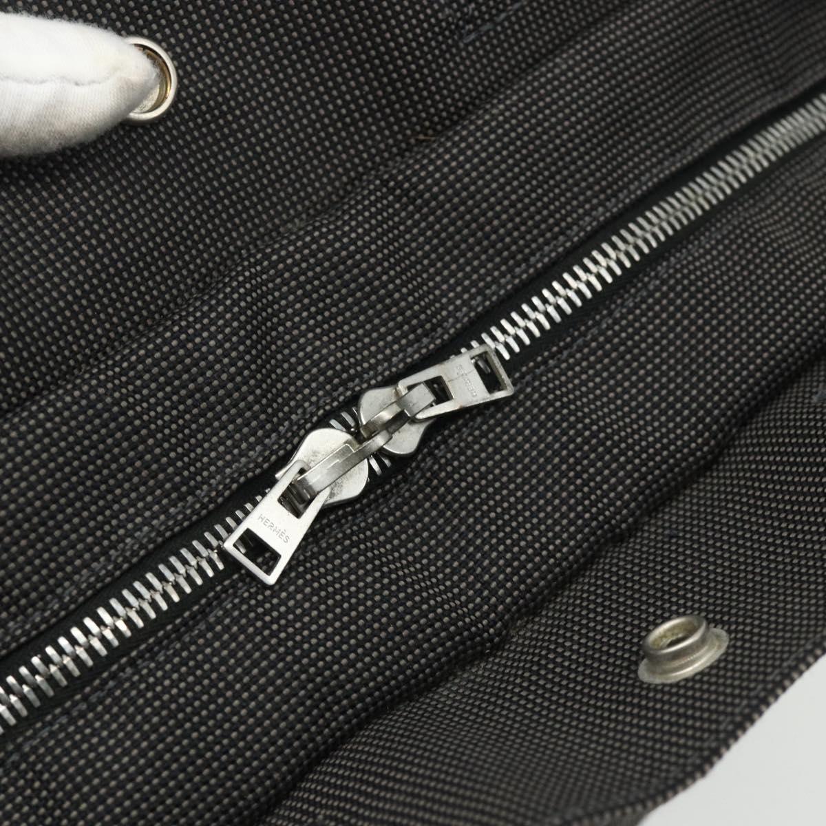 HERMES Her LineMM Hand Bag Nylon Gray Silver Auth 171228A