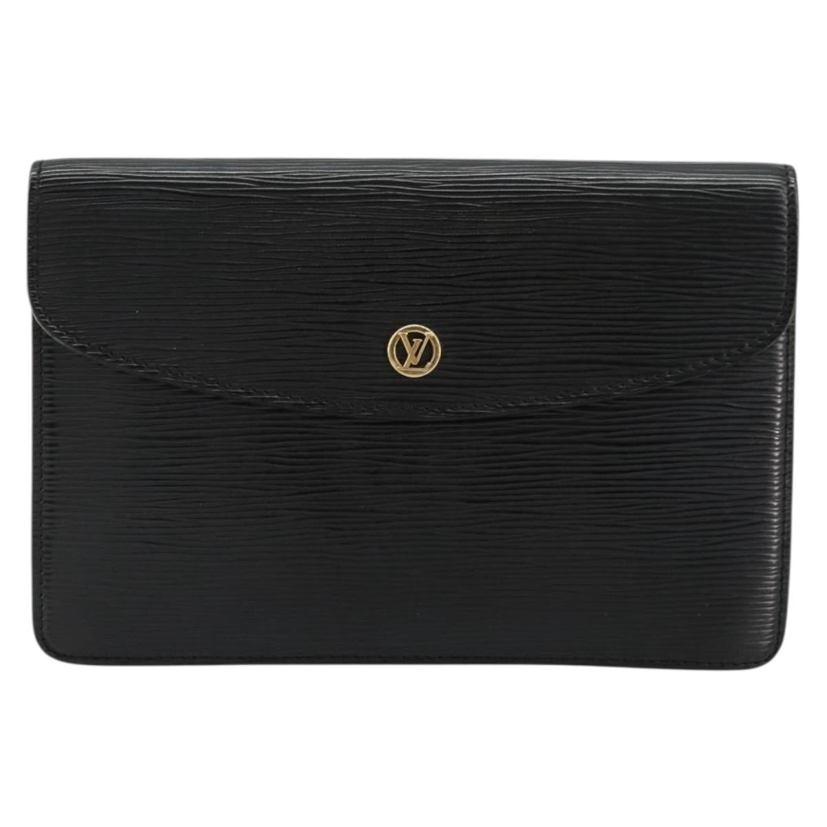 LOUIS VUITTON Epi Montaigne 23 Clutch Bag Black M52662 LV Auth 171232