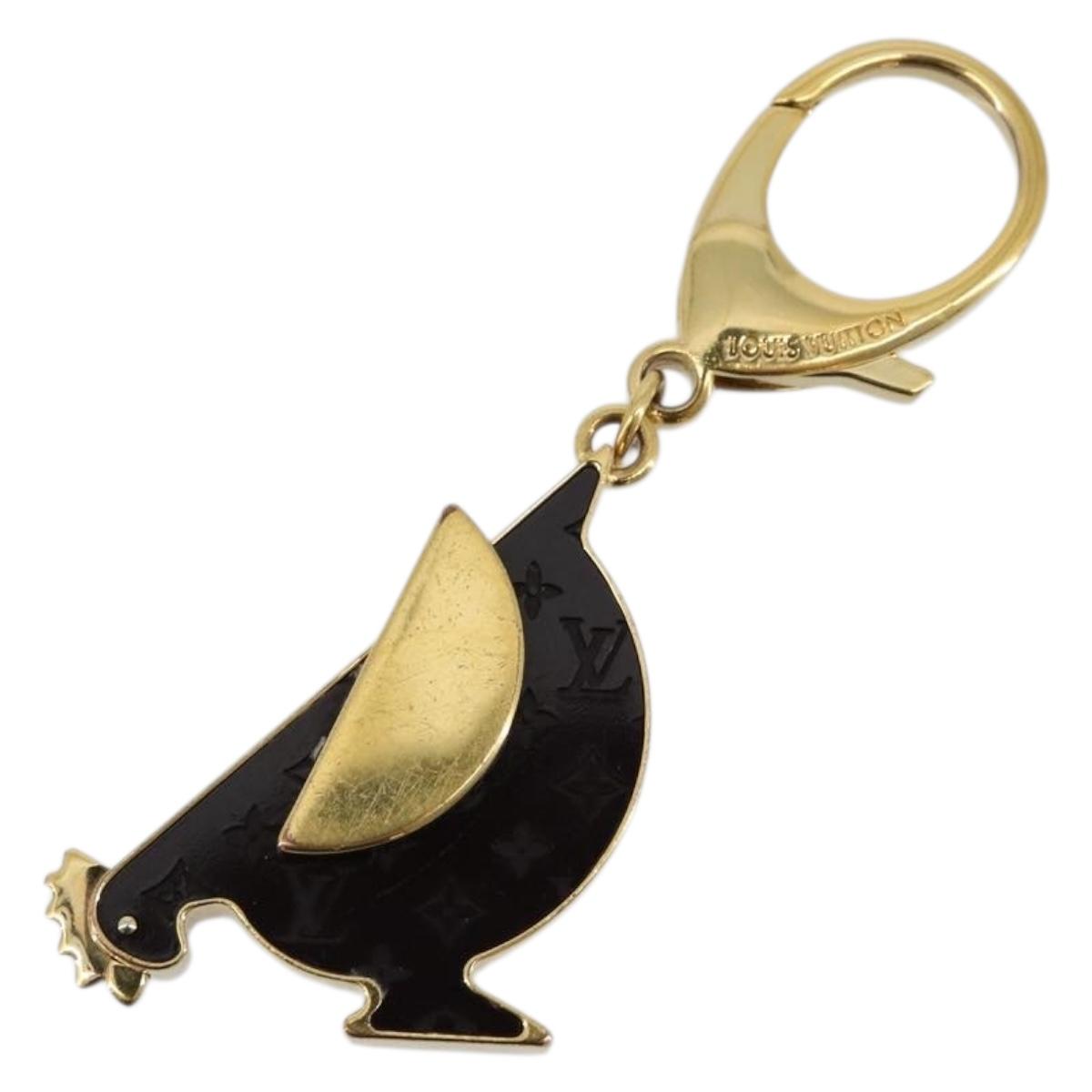 LOUIS VUITTON Bijou Sac Animalia Chicken Charm metal Dark Brown Gold LV Auth 171236A