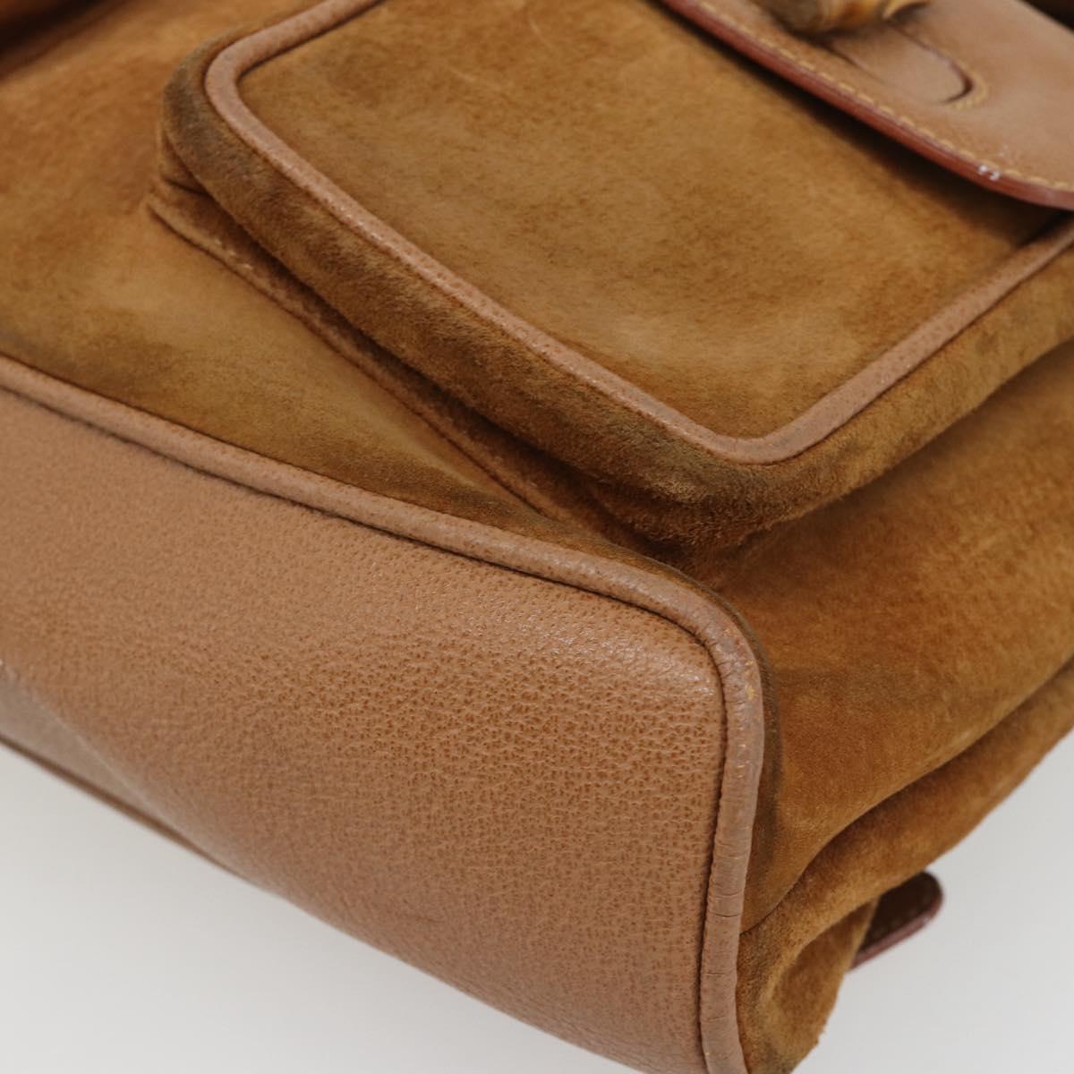 GUCCI Bamboo Backpack Suede Brown Gold 003 2058 0016 Auth 171248