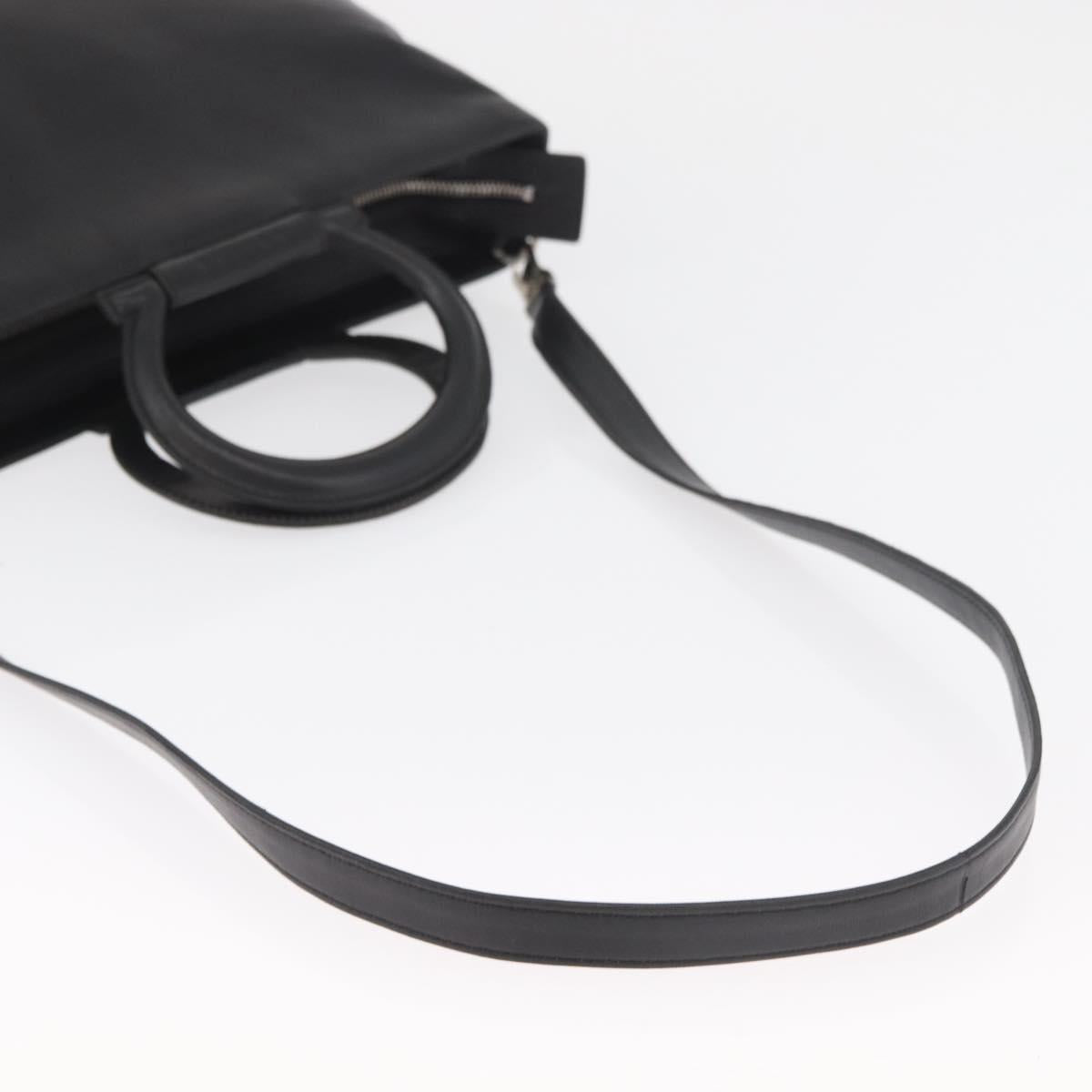 CELINE Hand Bag Leather 2way Black Gold Auth 171255A