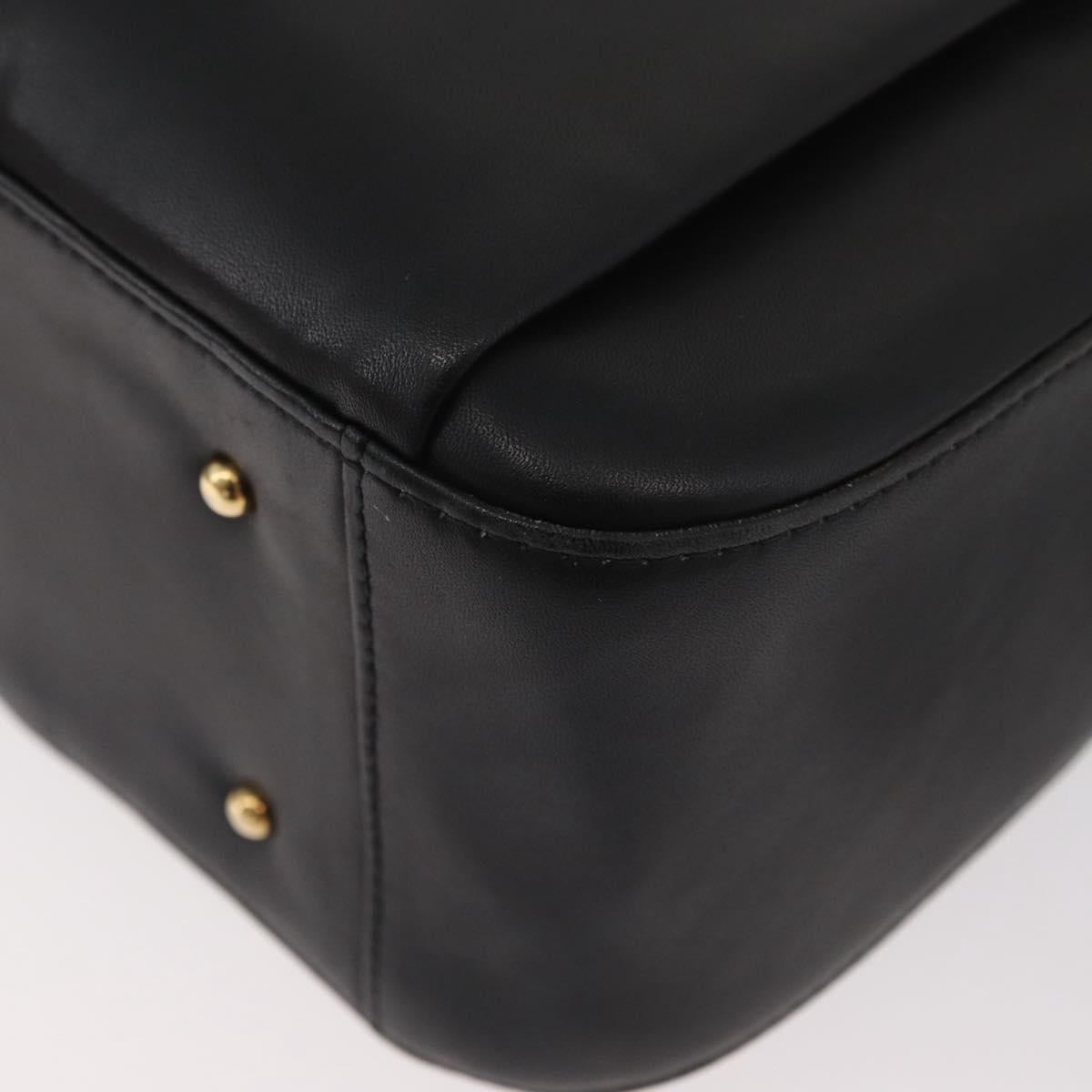 BALLY Shoulder Bag Leather Black Gold Auth 171257A