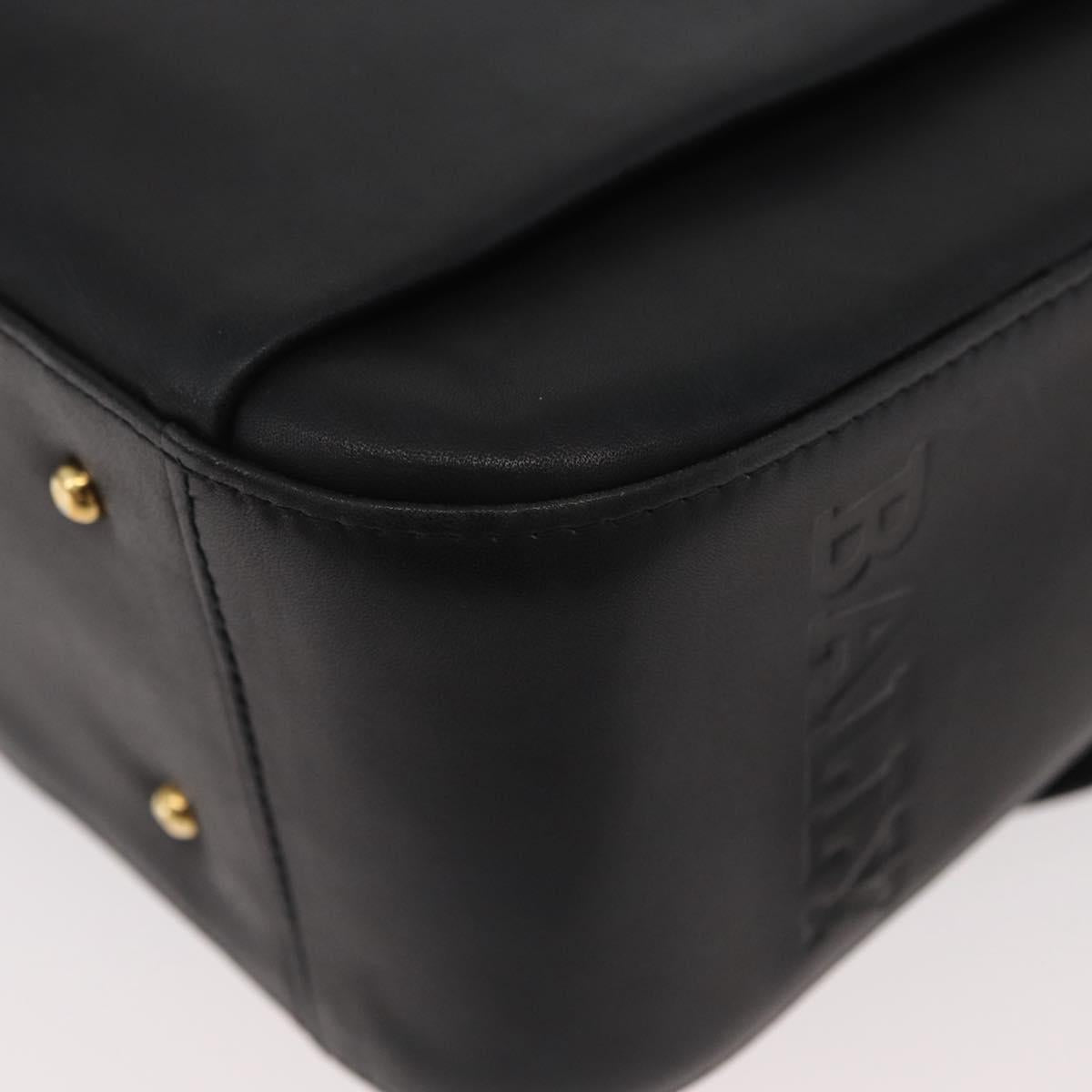 BALLY Shoulder Bag Leather Black Gold Auth 171257A