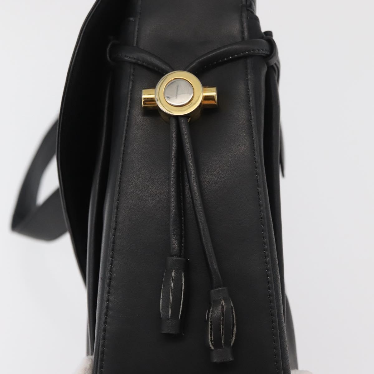 BALLY Shoulder Bag Leather Black Gold Auth 171257A
