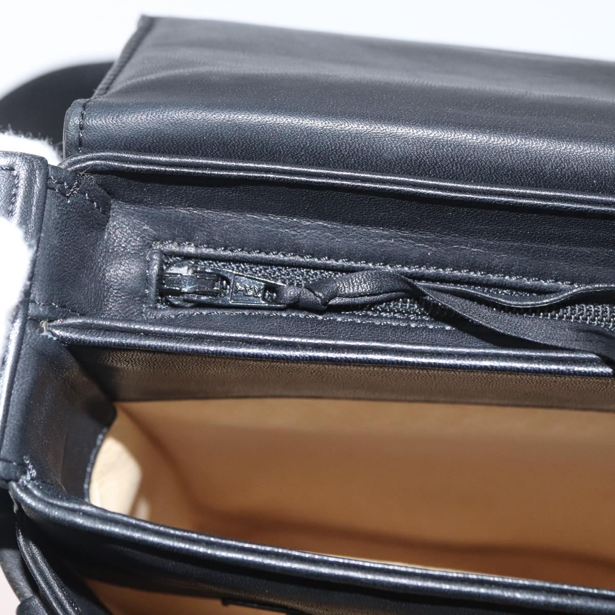 BALLY Shoulder Bag Leather Black Gold Auth 171257A