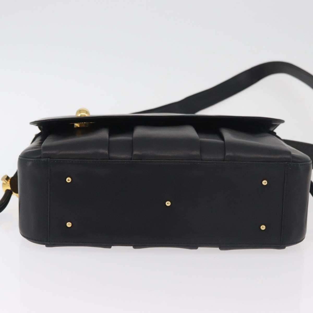 BALLY Shoulder Bag Leather Black Gold Auth 171257A