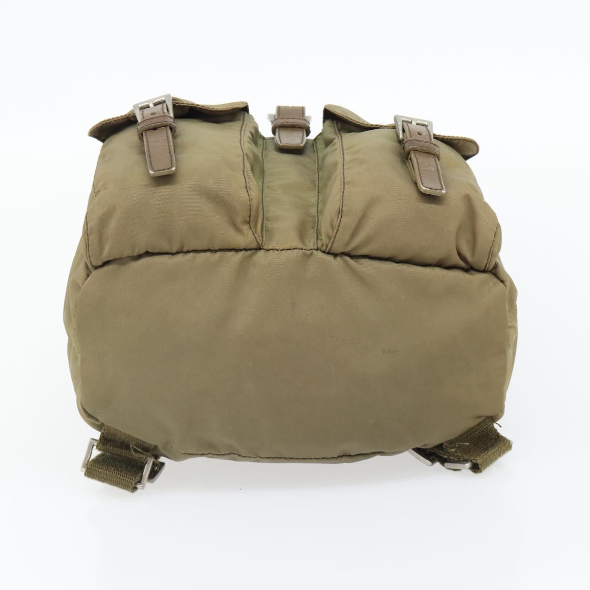 PRADA Backpack Nylon Khaki Silver Auth 171259