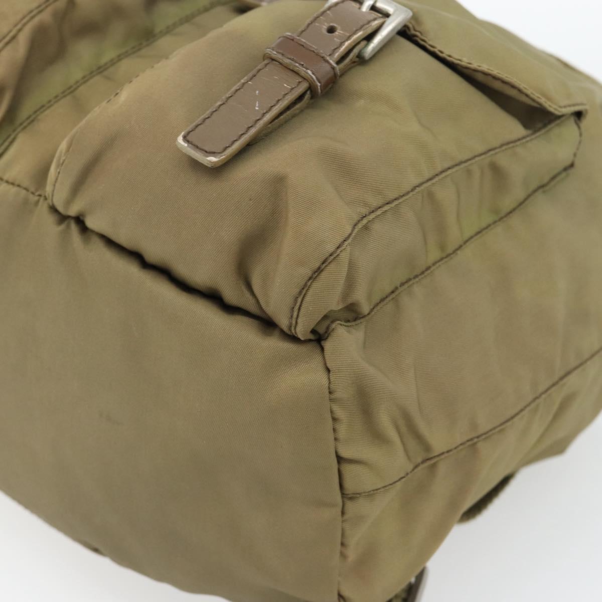 PRADA Backpack Nylon Khaki Silver Auth 171259