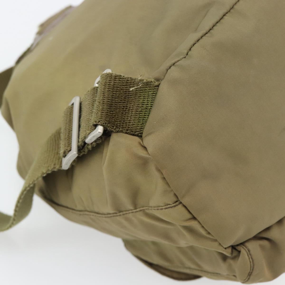 PRADA Backpack Nylon Khaki Silver Auth 171259