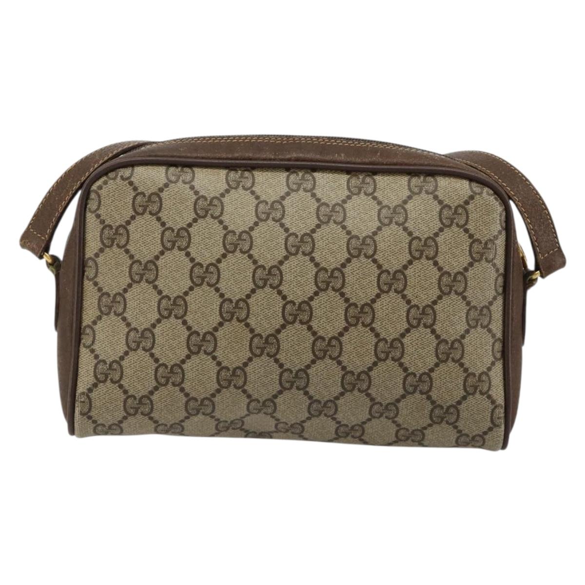 GUCCI GG Supreme Web Sherry Line Bag PVC Beige Gold 116 02 089 Auth 171261