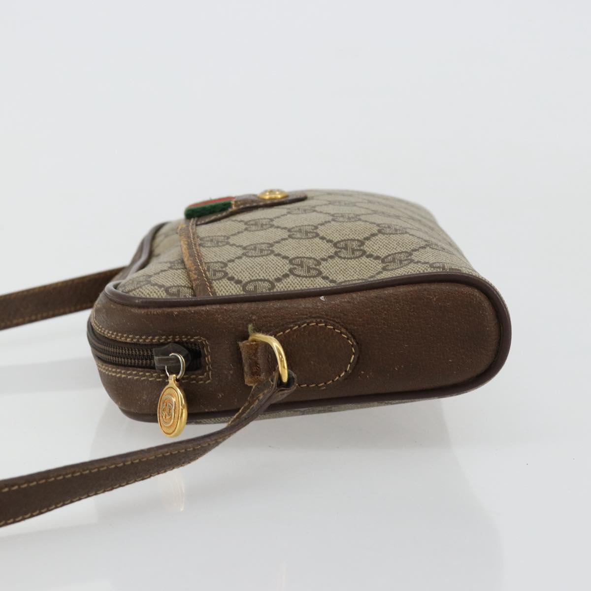 GUCCI GG Supreme Web Sherry Line Bag PVC Beige Gold 116 02 089 Auth 171261