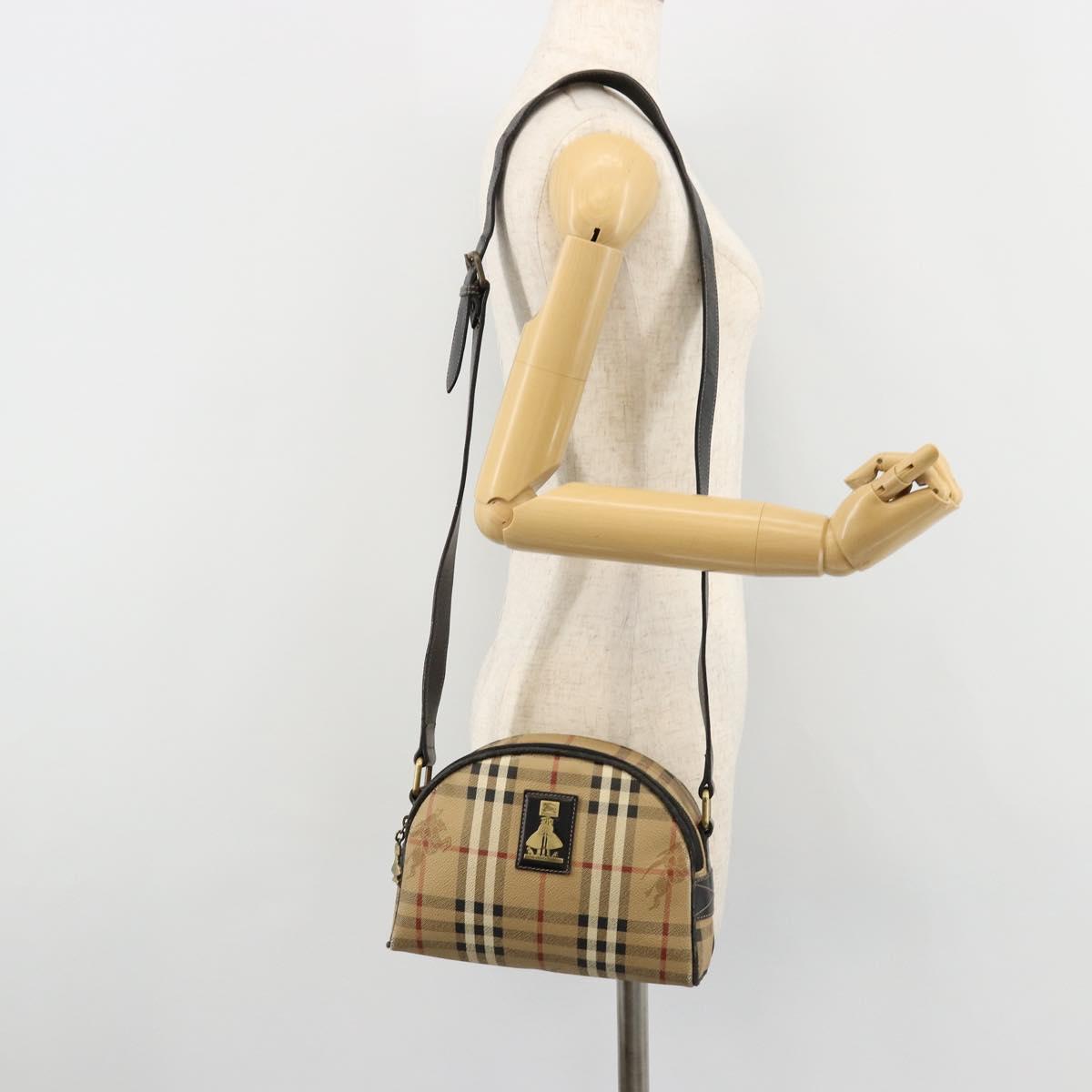 Burberrys Nova Check Shoulder Bag PVC Beige Gold Auth 171262