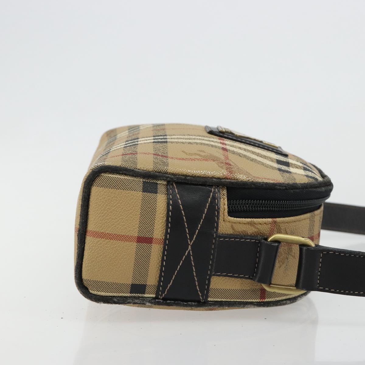 Burberrys Nova Check Shoulder Bag PVC Beige Gold Auth 171262