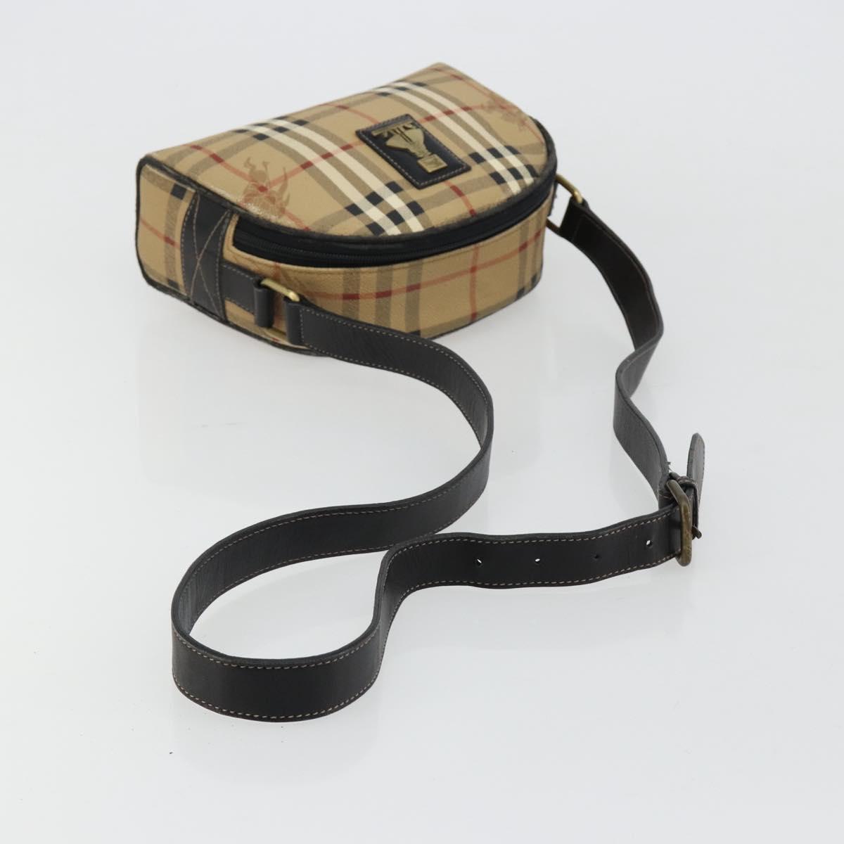 Burberrys Nova Check Shoulder Bag PVC Beige Gold Auth 171262
